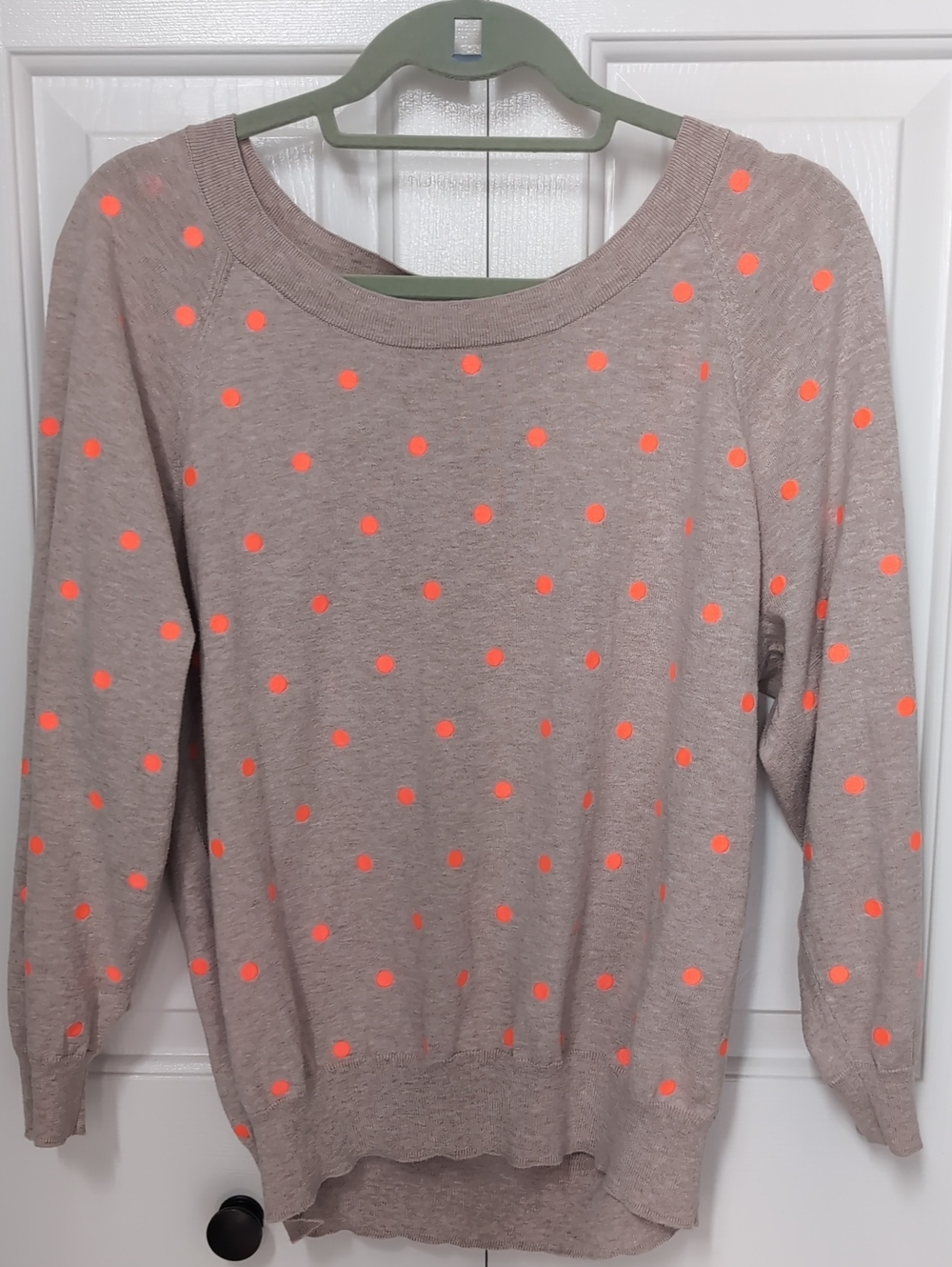 J. Crew Lightweight Taupe Polka Dot Sweater